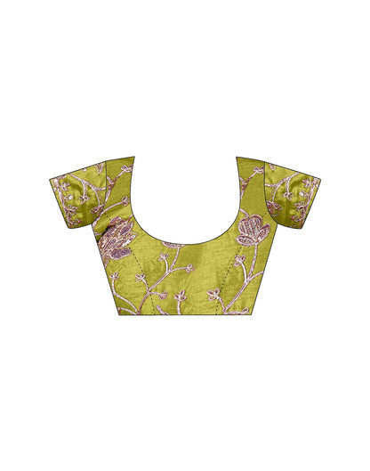 Lime Green Georgette Printed Bandhani Saree