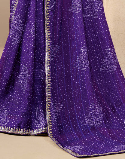 Violet Georgette Printed Bandhani Saree