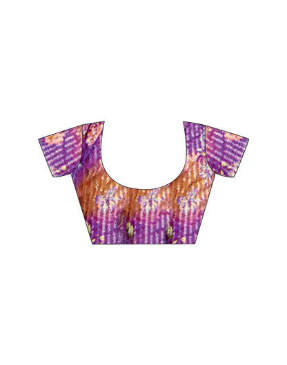 Purple Chiffon Zari Stripe Saree
