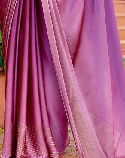 Dark Purple Chiffon Zari Stripe Saree