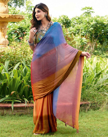 Multicoloured Chiffon Zari Stripe Saree