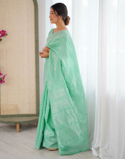 Mint Green Silk Woven Saree