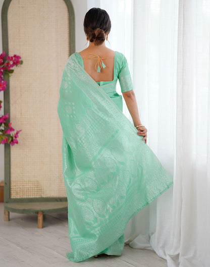 Mint Green Silk Woven Saree