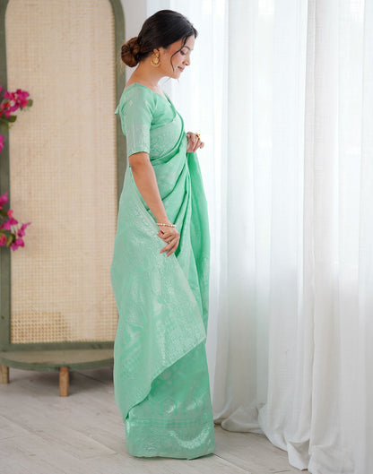 Mint Green Silk Woven Saree