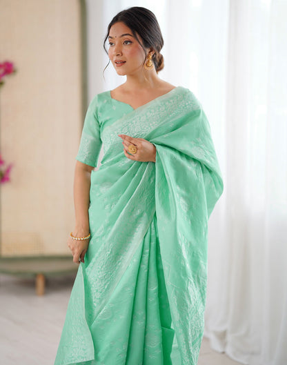 Mint Green Silk Woven Saree