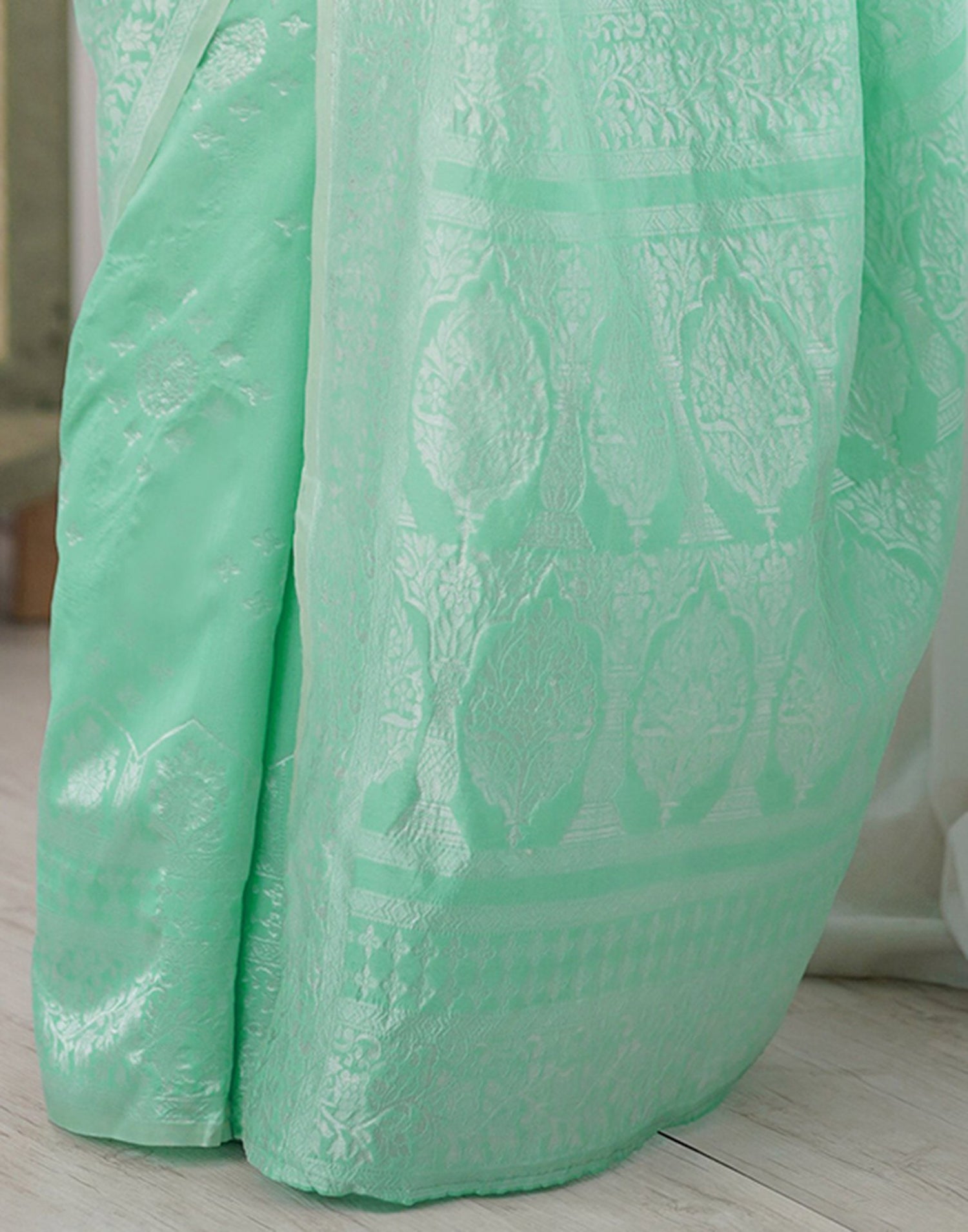 Mint Green Silk Woven Saree