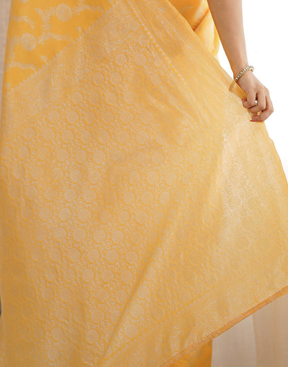 Yellow Silk Woven Saree