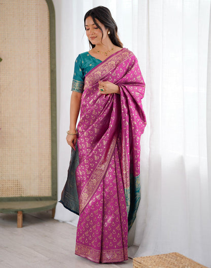Pink Silk Woven Saree