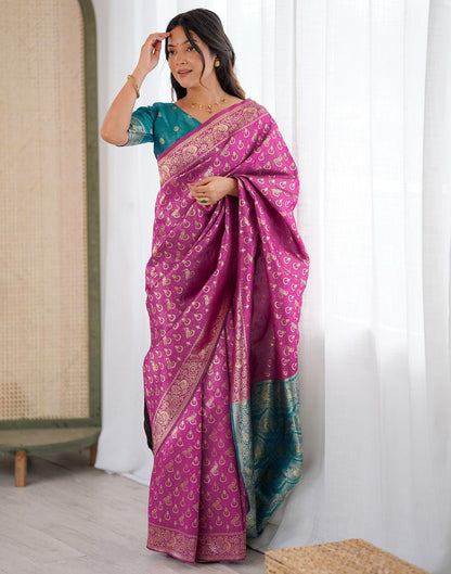 Pink Silk Woven Saree