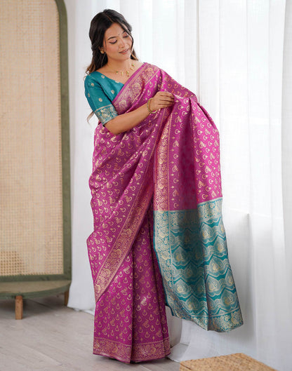 Pink Silk Woven Saree