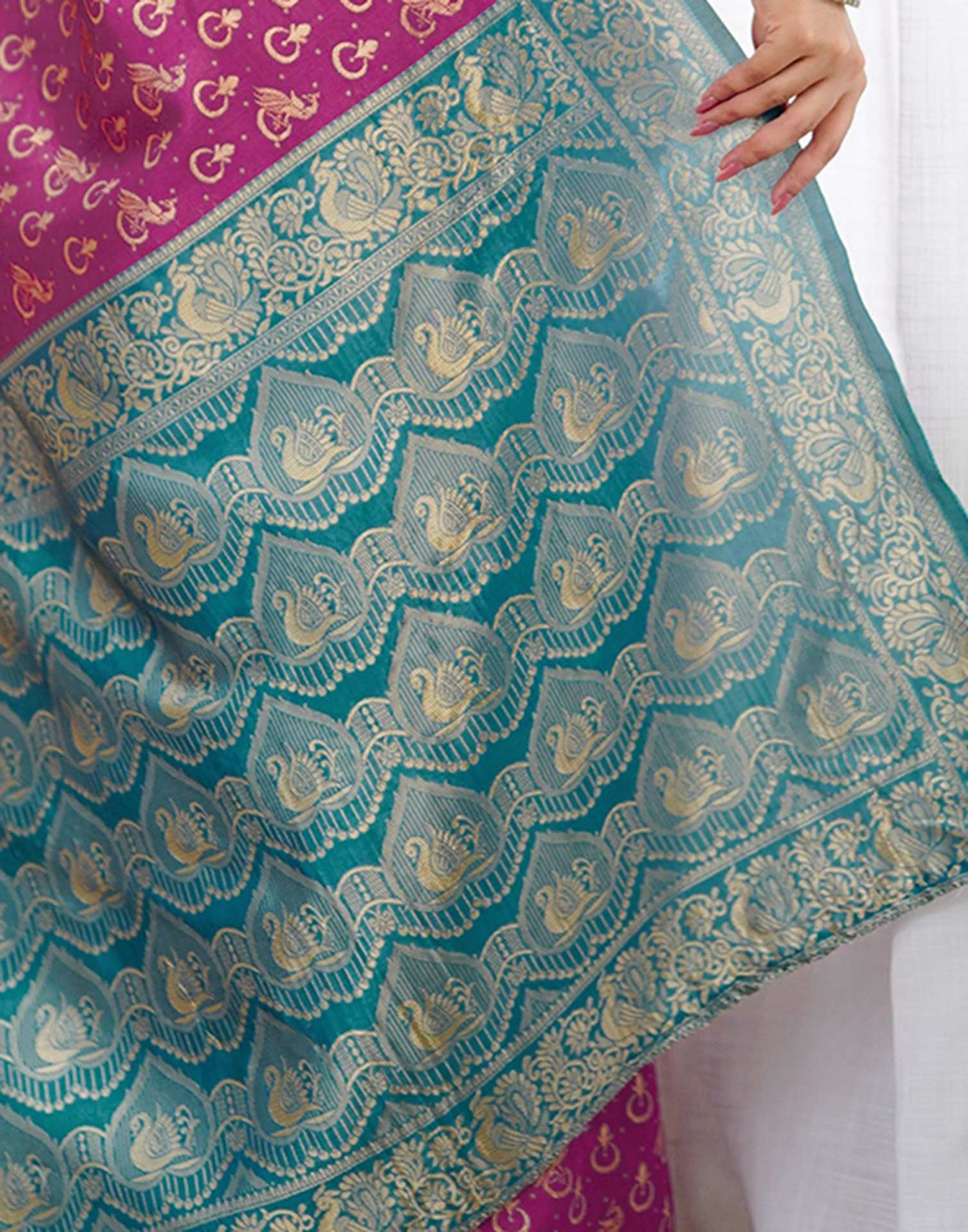 Pink Silk Woven Saree