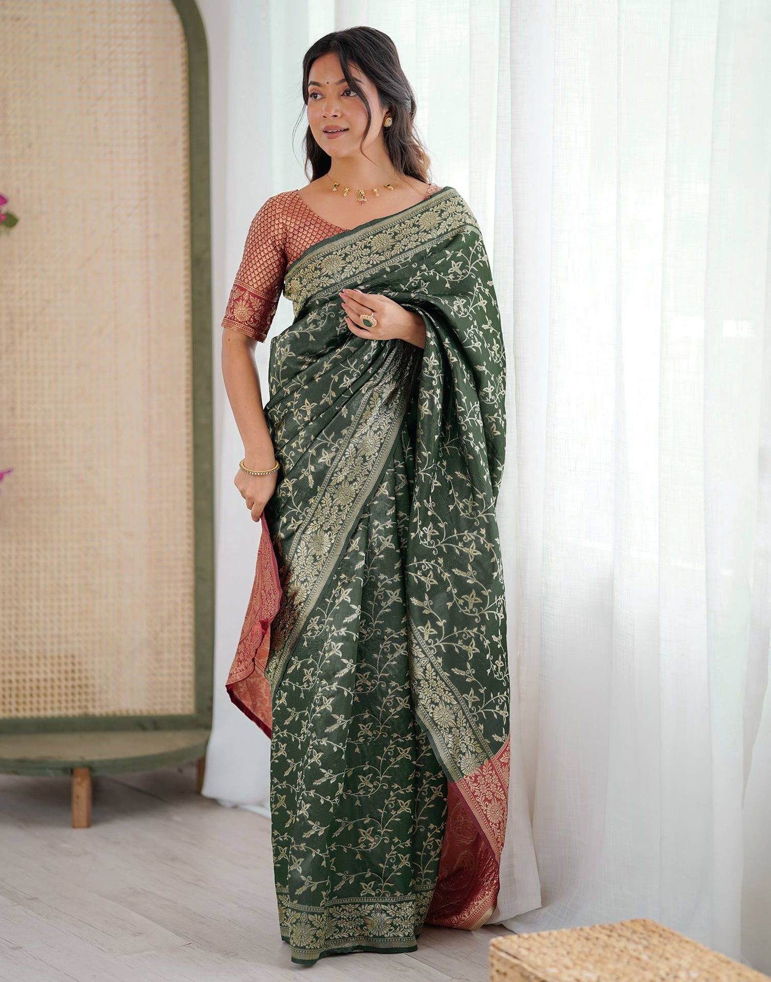 Green Silk Woven Saree