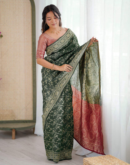 Green Silk Woven Saree