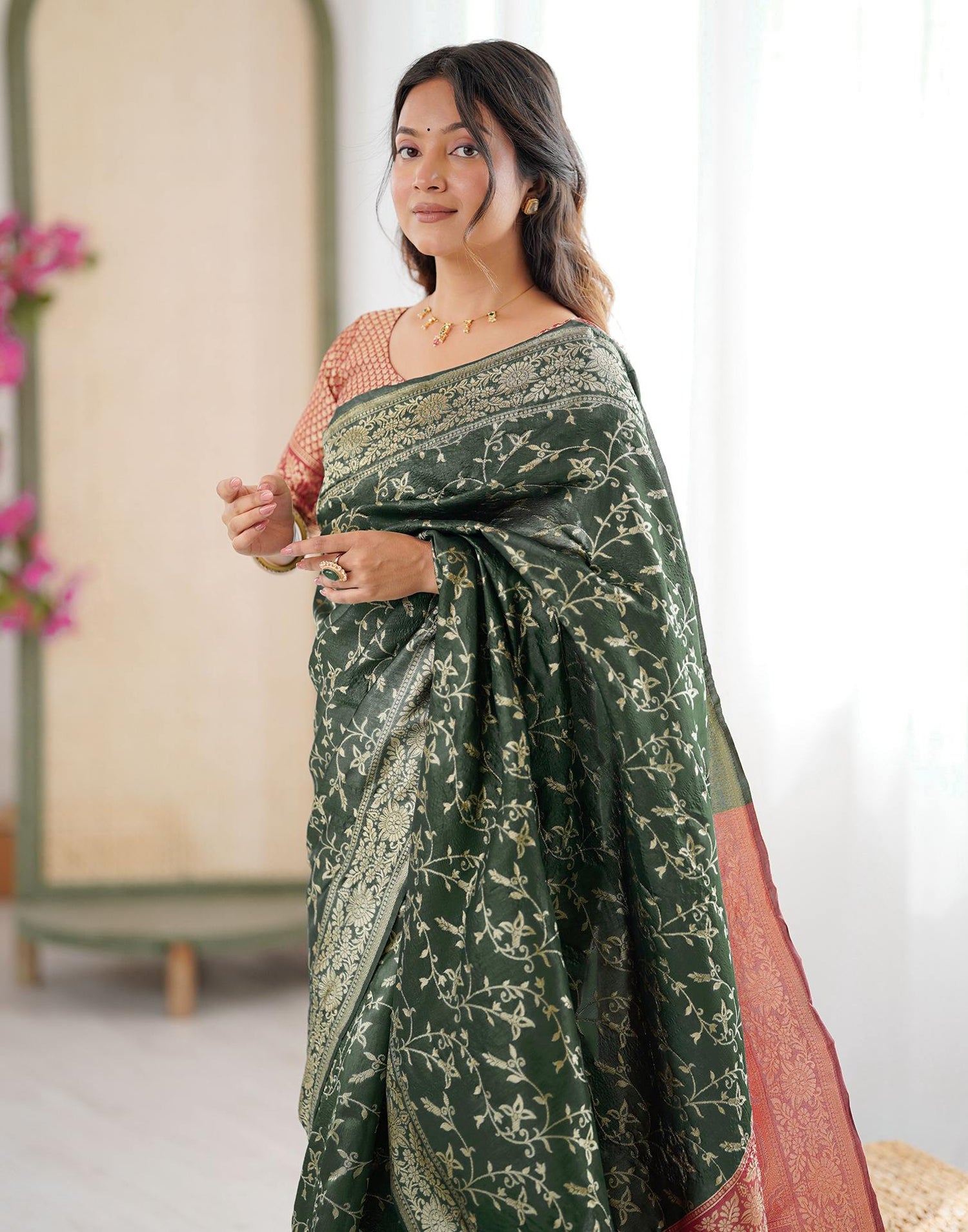 Green Silk Woven Saree