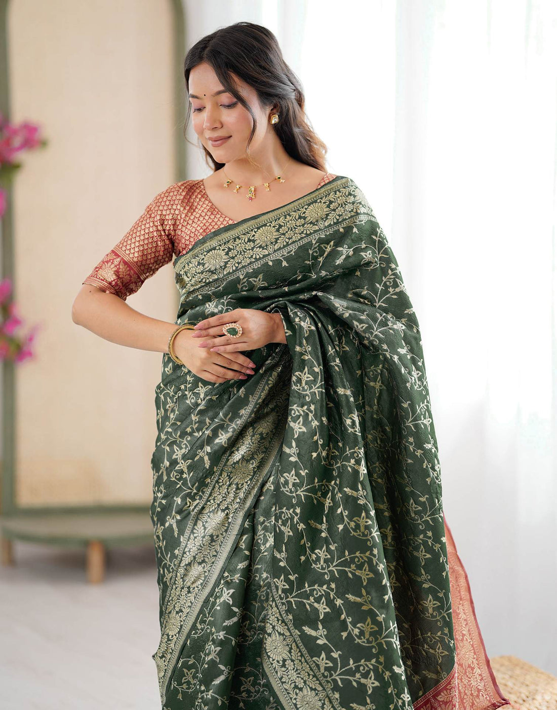 Green Silk Woven Saree
