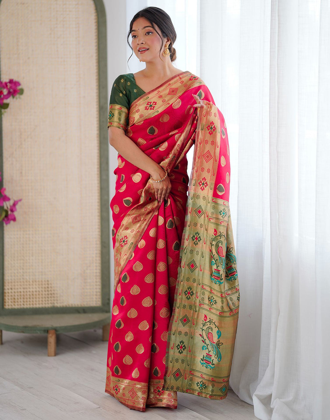 Red Silk Woven Saree