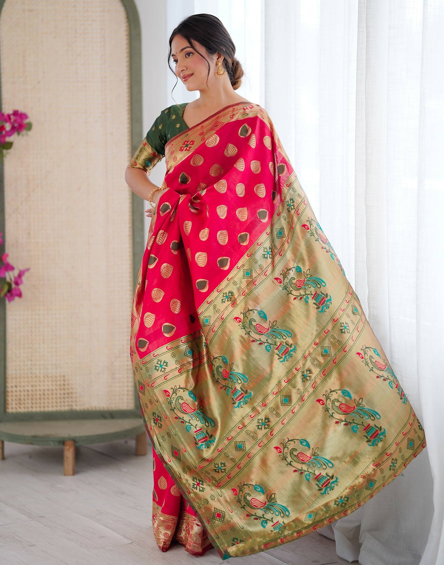 Red Silk Woven Saree