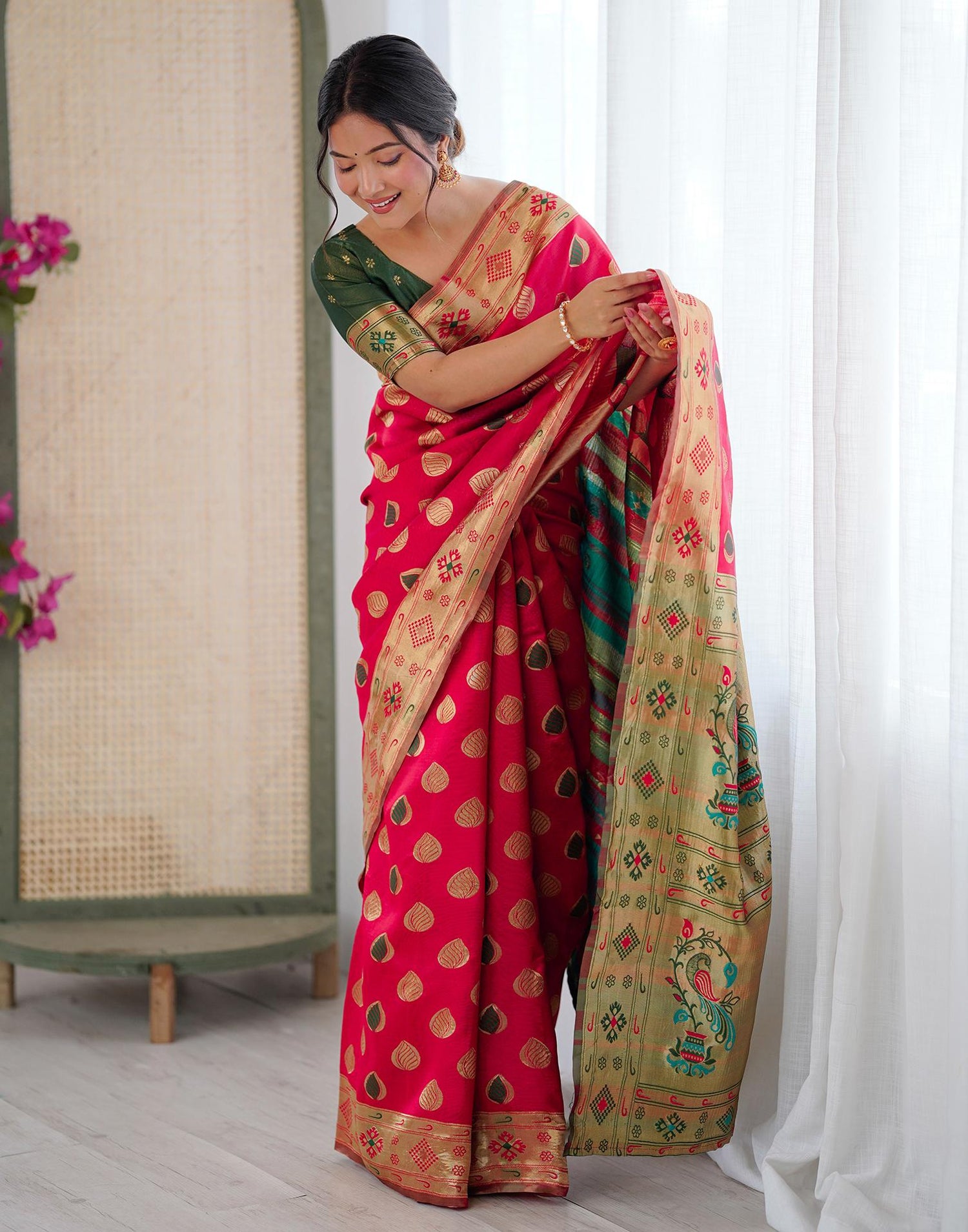 Red Silk Woven Saree