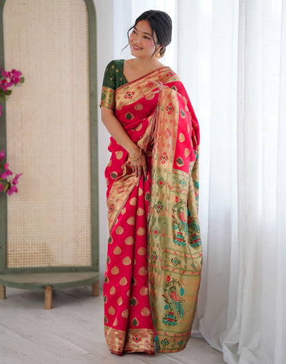 Red Silk Woven Saree
