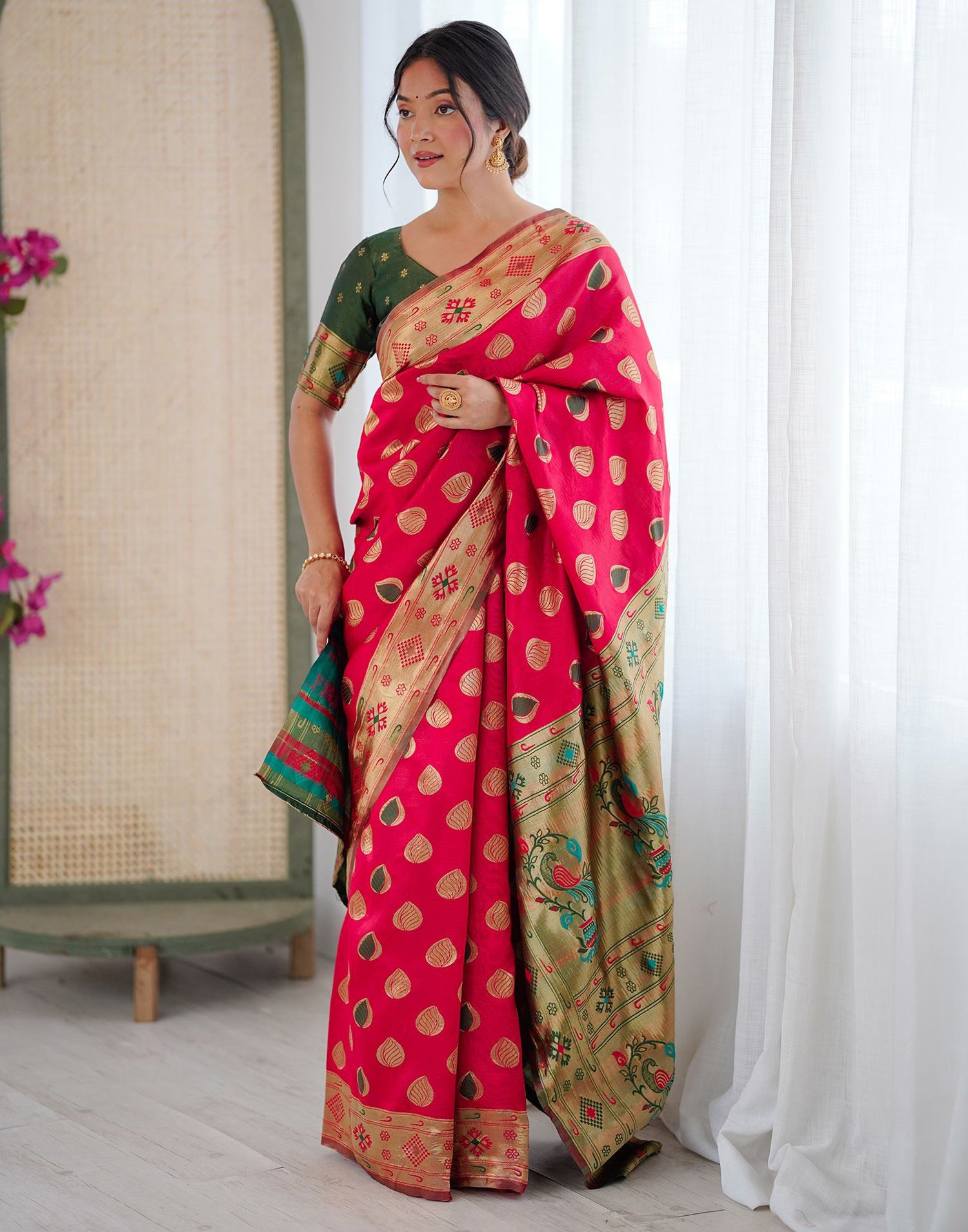 Red Silk Woven Saree