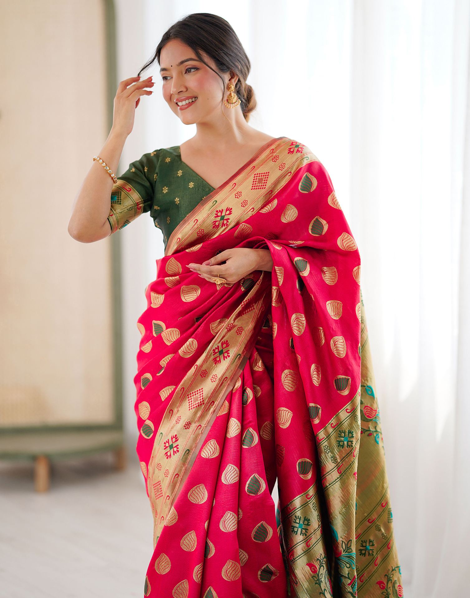 Red Silk Woven Saree