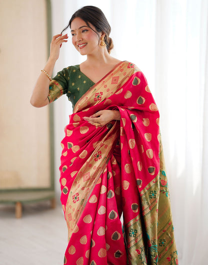 Red Silk Woven Saree