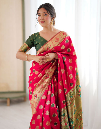 Red Silk Woven Saree