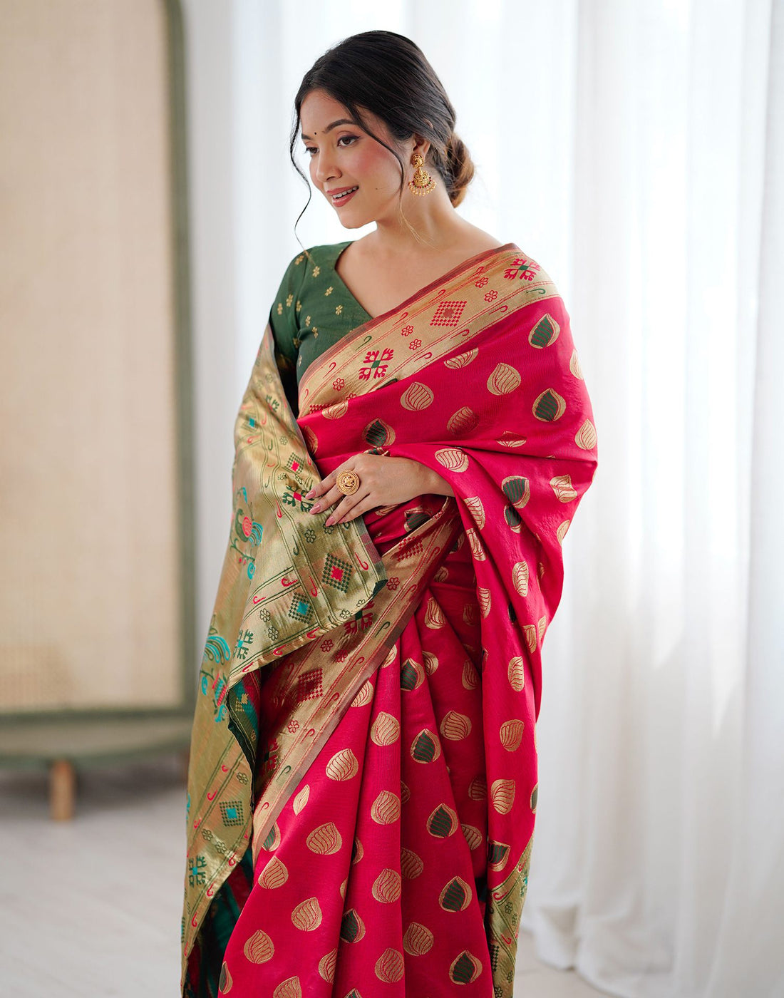 Red Silk Woven Saree