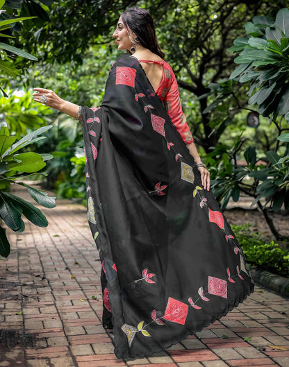 Black Cotton Printed Saree