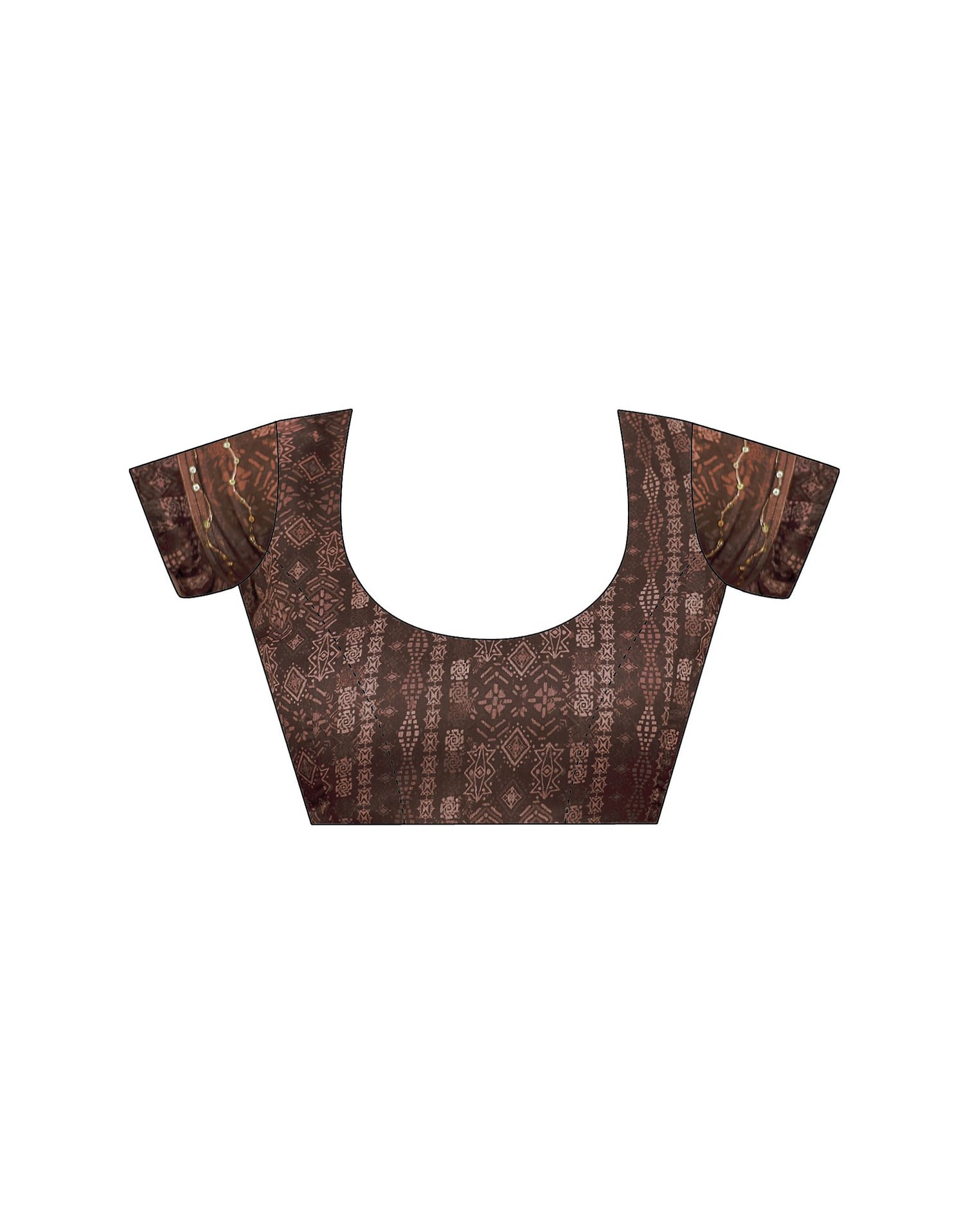 Brown Cotton Floral Printed Saree