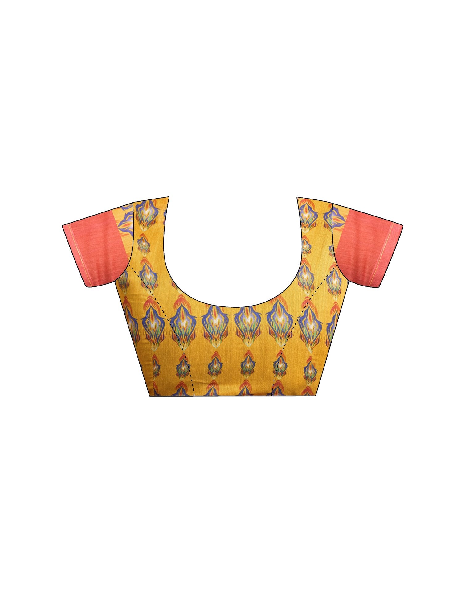 Yellow Chanderi Cotton Printed Saree