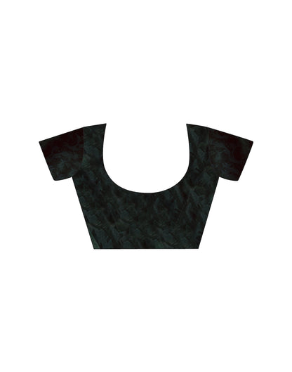 Black Satin Floral Printed Saree