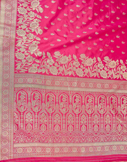 Rani Pink Silk Woven Saree