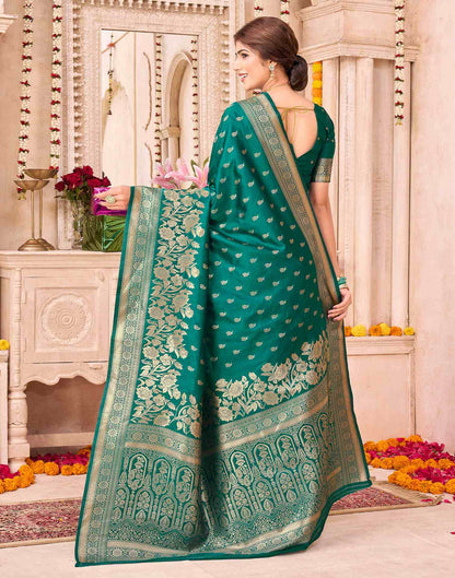 Teal Green Silk Woven Saree