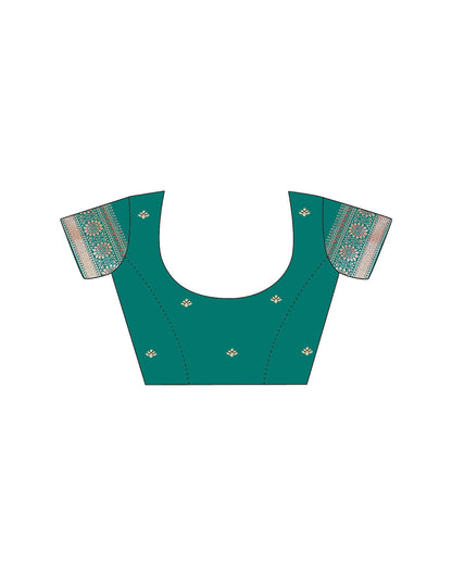 Teal Green Silk Woven Saree