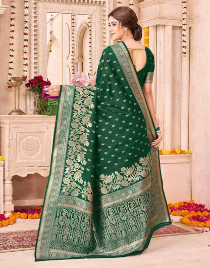 Dark Green Silk Woven Saree