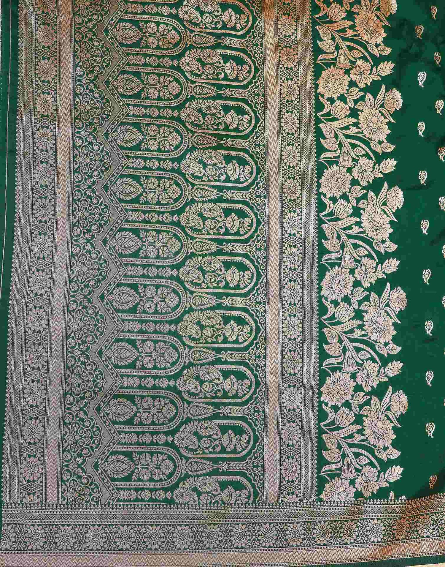 Dark Green Silk Woven Saree