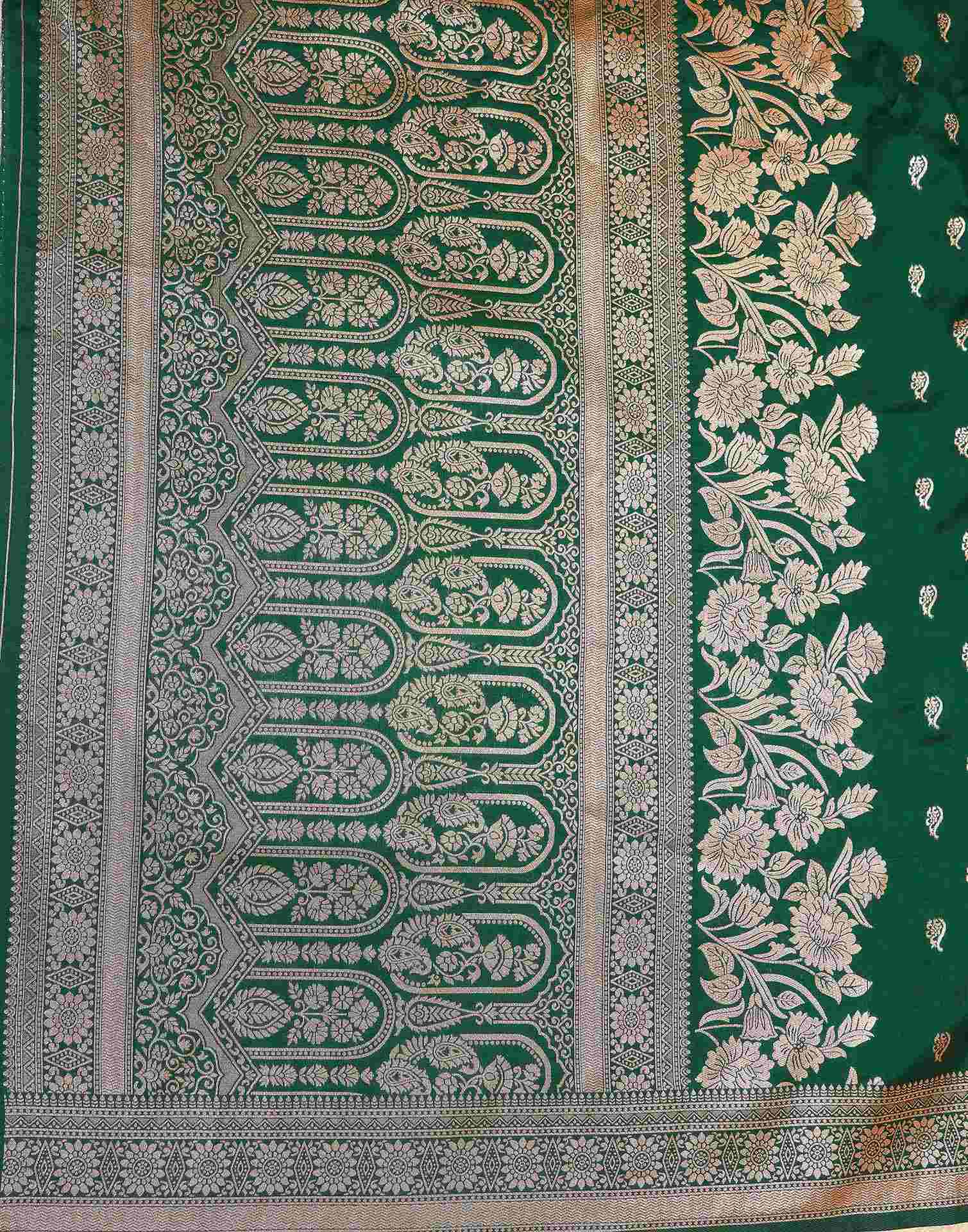 Dark Green Silk Woven Saree