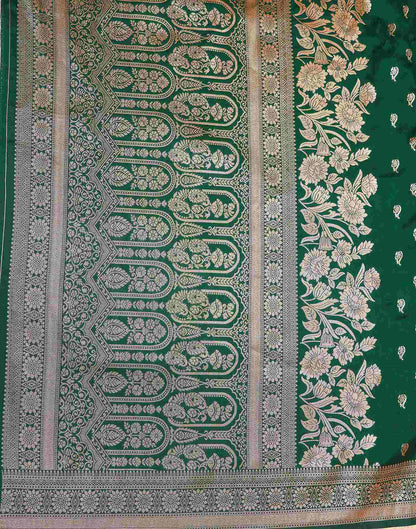 Dark Green Silk Woven Saree