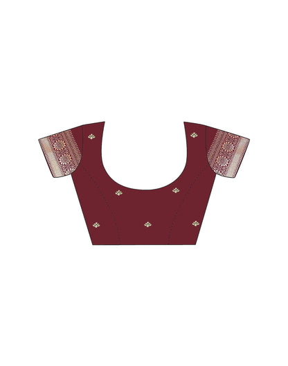 Maroon Silk Woven Saree
