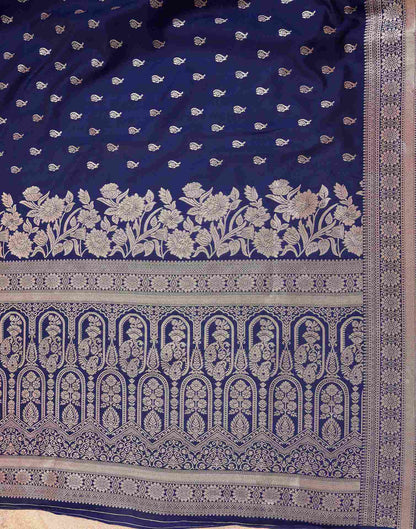 Navy Blue Silk Woven Saree