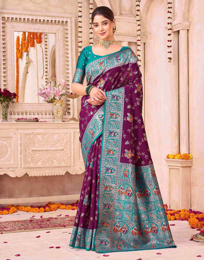 Purple Silk Woven Saree