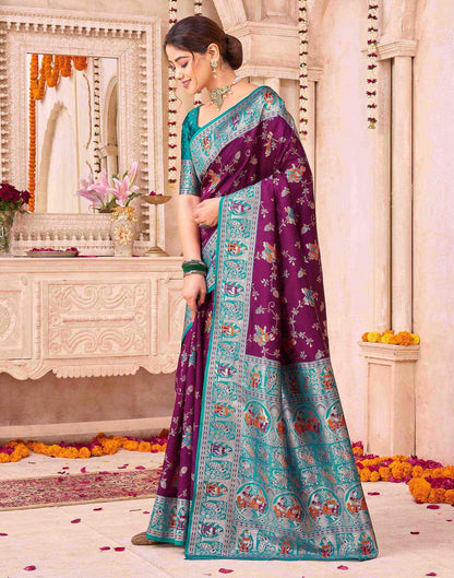 Purple Silk Woven Saree