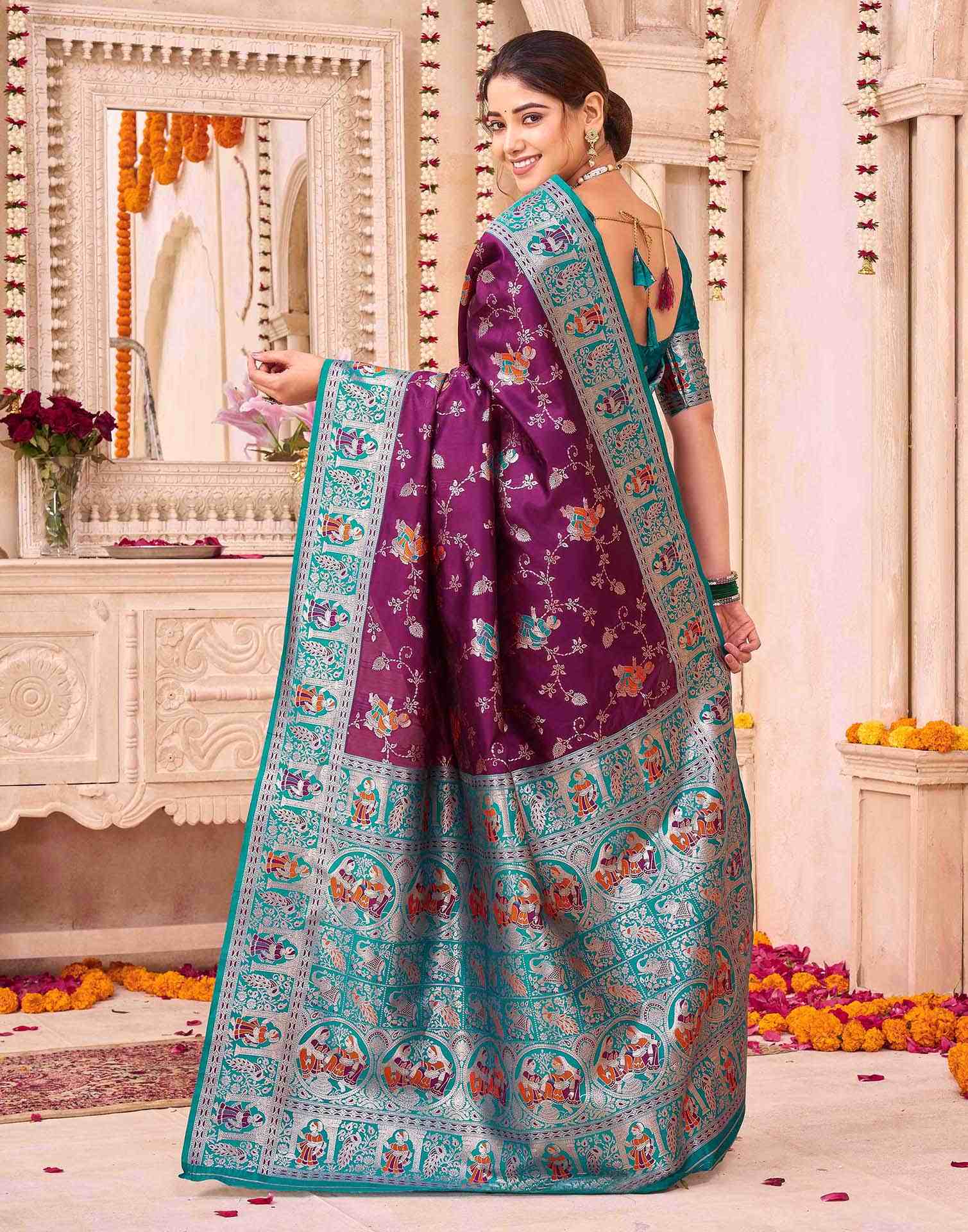 Purple Silk Woven Saree