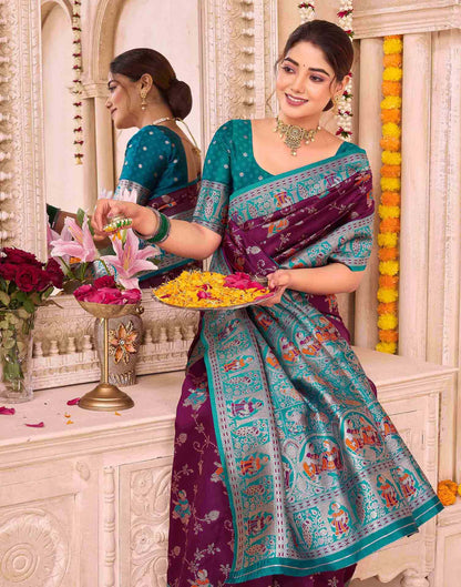 Purple Silk Woven Saree