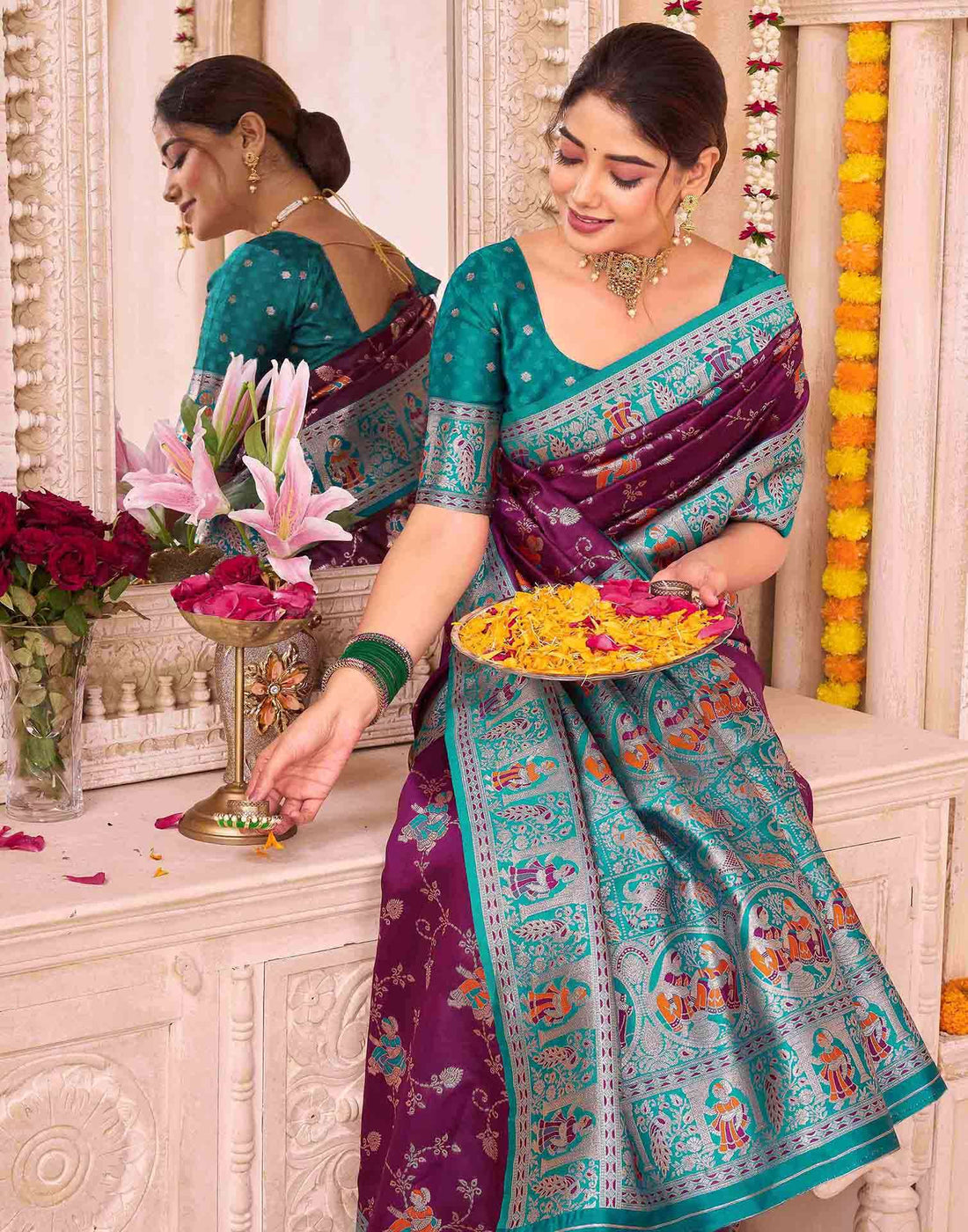 Purple Silk Woven Saree