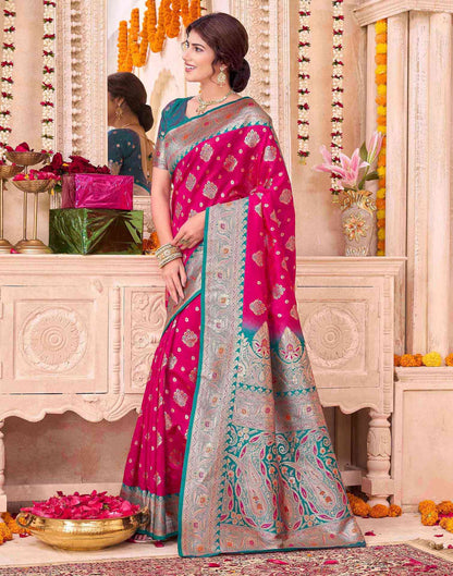 Rani Pink Silk Woven Saree
