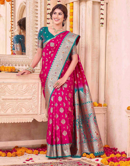 Rani Pink Silk Woven Saree