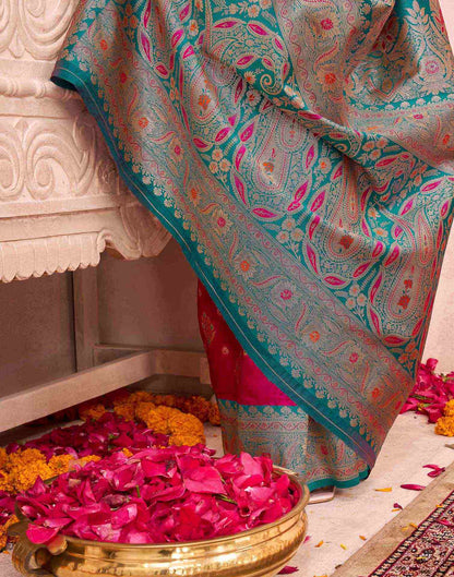 Rani Pink Silk Woven Saree