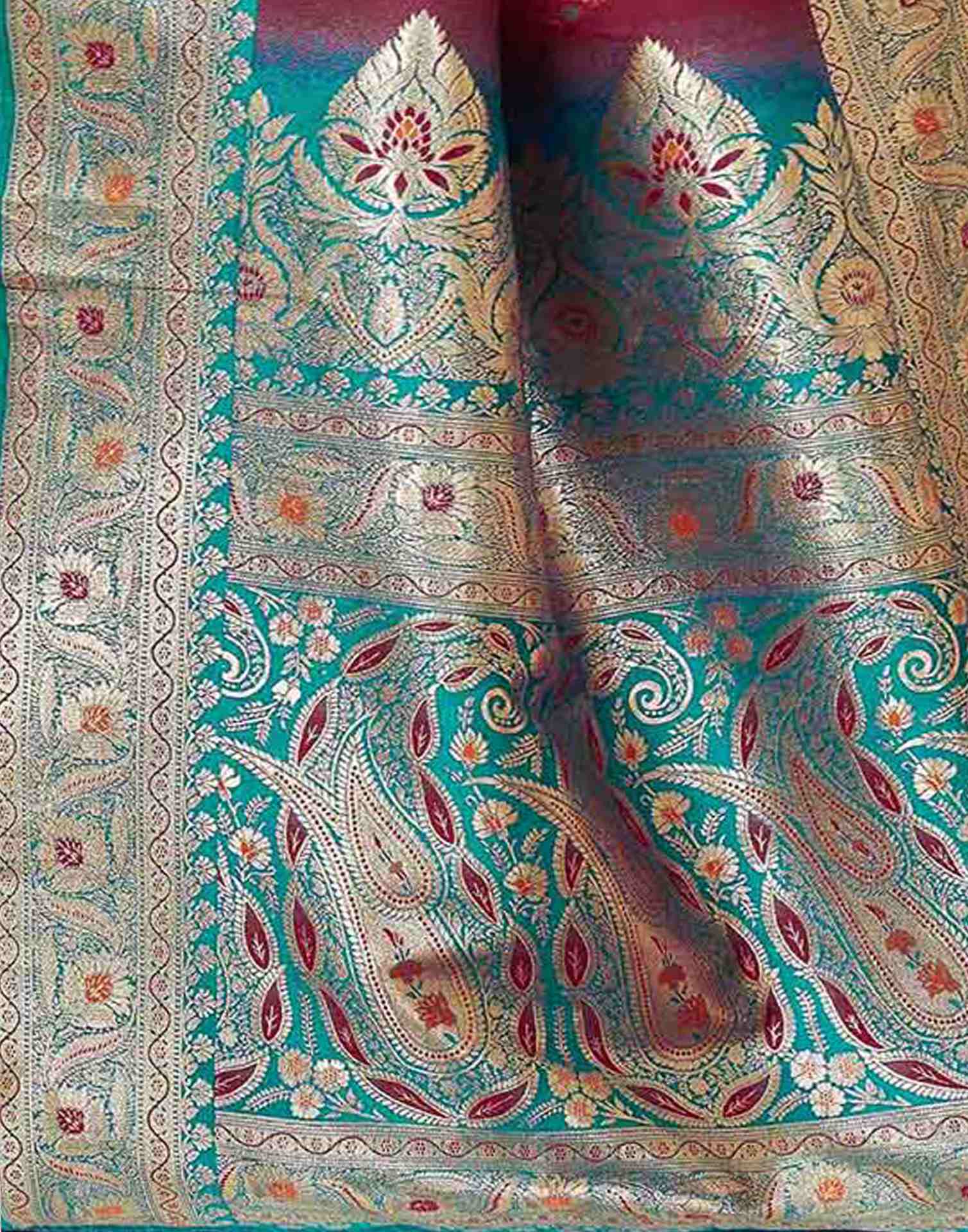 Maroon Silk Woven Saree